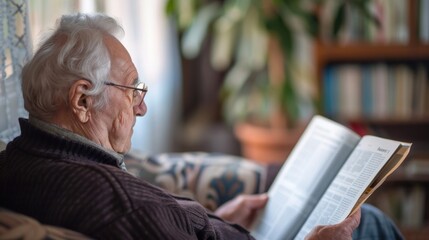 Obraz premium A senior adult browsing the internet, reading news articles or researching topics of interest