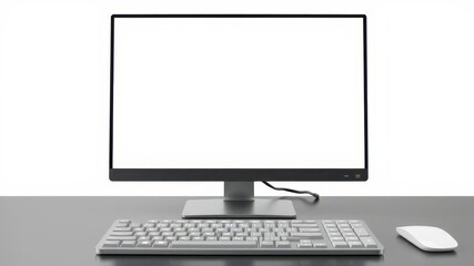 Fototapeta premium Modern laptop mock up with a clear screen, perfect for showcasing designs and presentations, computer, keyboard, mockup