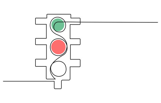 recommend clip art: Continuous one line drawing of traffic lights with poles to regulate vehicle travel at road intersections, Light traffic one line continuous. Light traffic line art