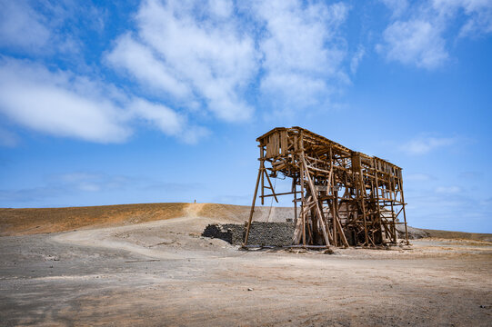 An old and ancient salt mine winch at Pedra de Lume, Sal island, Cape Verde
