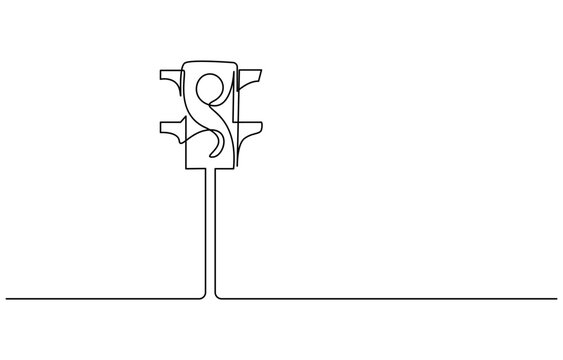 recommend clip art: Continuous one line drawing of traffic lights with poles to regulate vehicle travel at road intersections, Light traffic one line continuous. Light traffic line art