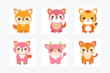 Fototapeta premium set of funny animals