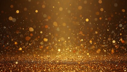 Naklejka premium Gold glitter and light, falling on a dark surface.
