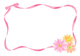 ガーベラの水彩フレーム素材