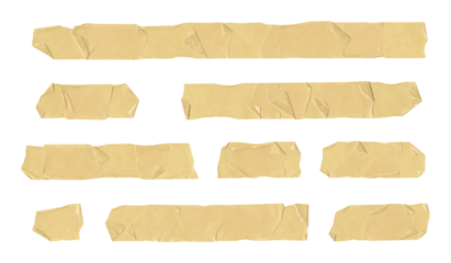 Collection of adhesive tape pieces on transparent background	