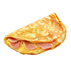 ham and cheese omelette isolated on white and  transparent background.