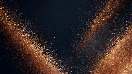 Obraz premium Two streams of small, orange-brown particles against a dark background.