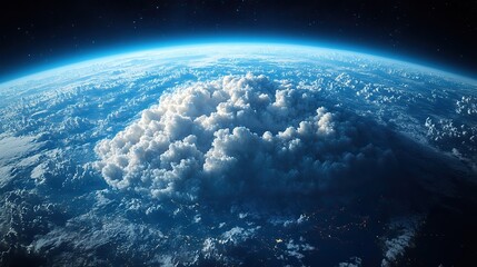 Fototapeta premium A cloud hovers over a globe encircled by a telecommunications network