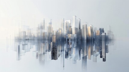 Naklejka premium Futuristic Cityscape Reflection in Minimalist Style