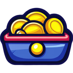 Stylized Treasure Chest Illustration with Gold Coins in Underground Setting