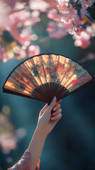 Hand holding a decorative fan