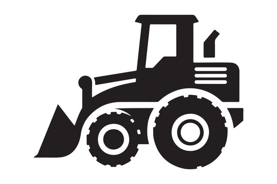 Silhouette of Loader and Digger Construction Vehicle Design in Vector Art