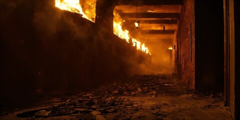 fire in the building 