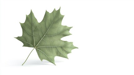 Fototapeta premium Single green maple leaf on a white background.