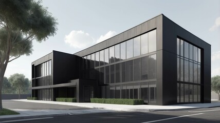 Fototapeta premium Black building. Modern architecture, 3D graphic design