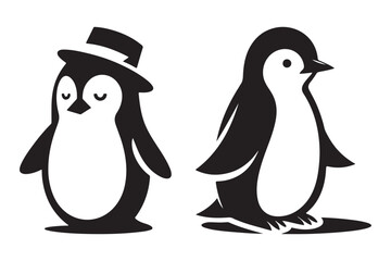 Obraz premium Elegant Penguin Silhouette Arctic Bird in Stylish Vector Illustration