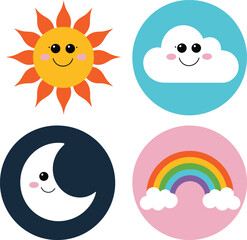 A set of elements of colorful opposite vector art illustration.