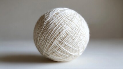 A ball of off-white yarn on a plain background.