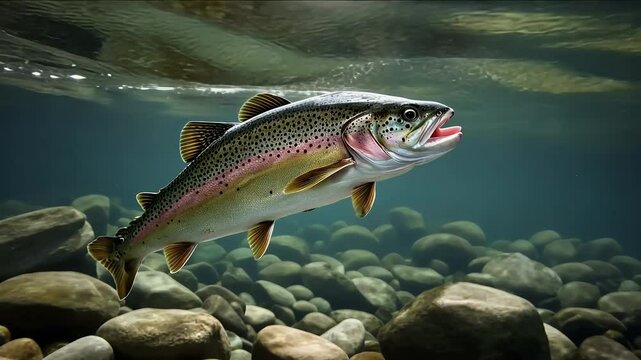 jumping rainbow trout grayling mi water fish nature river fishing lake 