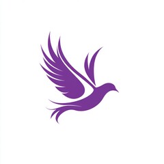 Fototapeta premium Purple stylized bird in flight, minimalist design.