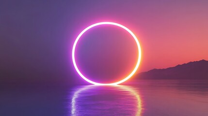 Obraz premium A holographic logo in a minimalistic, futuristic setting, glowing softly with a radiant light 