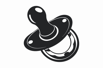 Silhouette Design of a Baby Pacifier with Rounded Nipple and Ring Handle in a Minimalist Playful Style