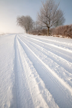 Snow covered road in winter