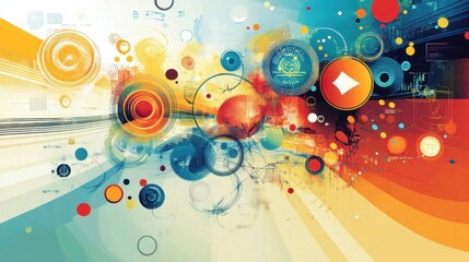 Obraz premium Dynamic Digital Collaboration and Teamwork Abstract Art