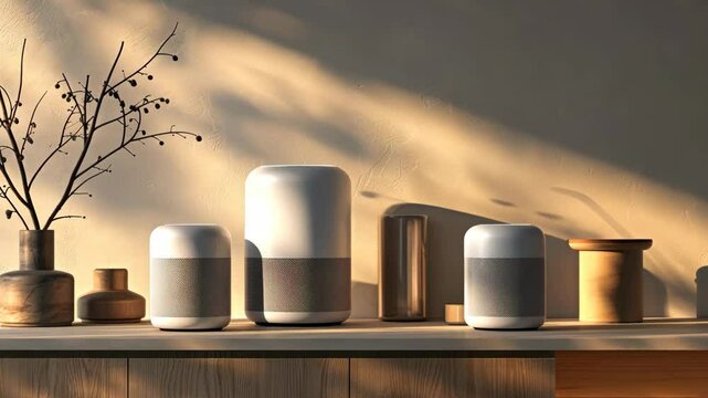 Elegant Home Audio System: Modern Speakers in a Cozy Setting