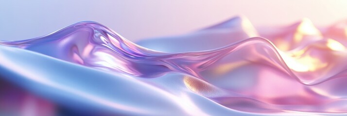 Naklejka premium A smooth 3D abstract design illustrates undulating waves in pastel hues, creating a vibrant and dynamic atmosphere for creative projects. Generative AI