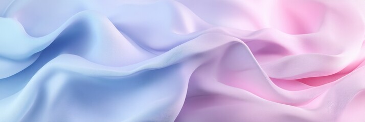 Obraz premium Soft pastel colors blend in a flowing fabric, creating a smooth and calming abstract design ideal for creative mockups and visual presentations. Generative AI
