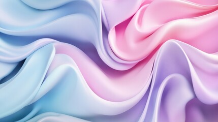 Obraz premium Soft pastel colors blend seamlessly in flowing fabric layers, offering an ideal backdrop for various design projects with ample copy space. Generative AI