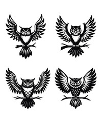 Fototapeta premium Owl silhouette vector illustrations