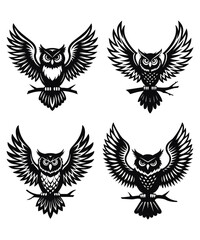 Fototapeta premium Owl silhouette vector illustrations