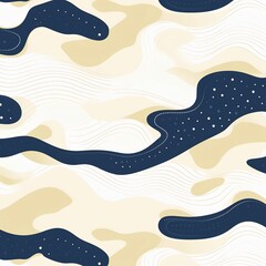 Elegant Minimalistic Tiled Pattern of Golf Course in White  Beige  and Navy Blue Colors