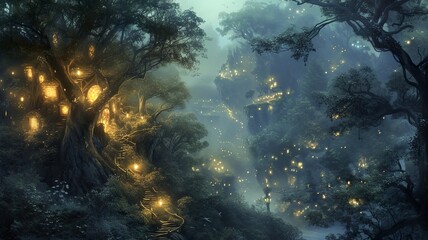 A mystical image, mysterious and mysterious, a gritty image that, when viewed, creates a sense of dread, yet fills one with desire. Tree and building in the dark. AI-generated image.