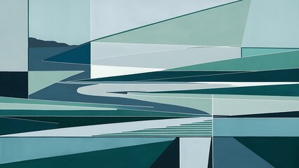 Obraz premium Abstract minimalist contemporary landscape wall decoration.