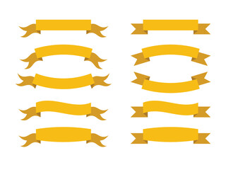 Obraz premium Set different flat yellow color ribbons banners isolated on white background