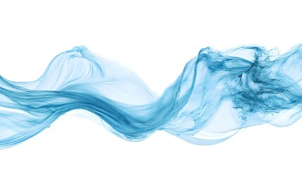 Splash of water on a white background. A wave of water flows smoothly on the white backdrop. Dynamic elegance in motion.
