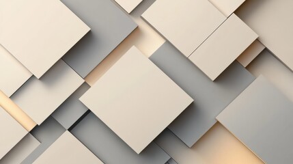 Obraz premium Layered squares in muted tones create a dynamic 3D abstract design, ideal for showcasing artistic concepts with plenty of copy space. Generative AI