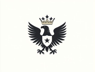 Obraz premium Majestic eagle emblem with crown and shield.