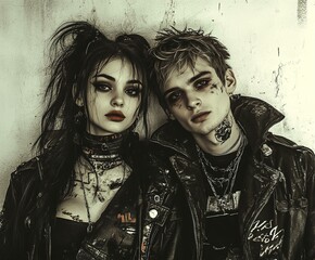 Young people punk subculture portrait 