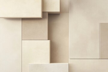 Fototapeta premium This abstract composition showcases various beige geometric shapes arranged in a dynamic layout, providing ample copy space for design needs. Generative AI