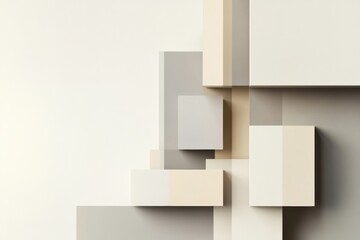 Utilize an artistic arrangement of 3D abstract shapes in soft, muted tones to create a modern mockup environment with ample copy space. Generative AI