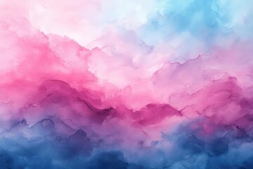 Fototapeta premium a watercolor blend of pastel pink and tranquil sky blue fills the canvas, creating a soft, calming atmosphere, perfect for conveying a sense of serenity and gentle beauty in an artistic expression
