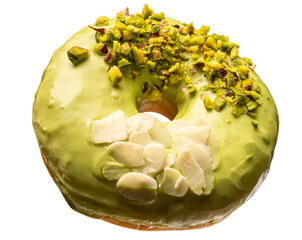 Donut in green pistachio glaze