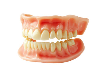 Fototapeta premium Detailed view of dental model showcasing human teeth and gums, isolated on white background for educational contexts.