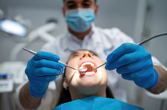 Dental procedure in clinic dentist examining patient health care environment close-up view oral hygiene focus for seo impact