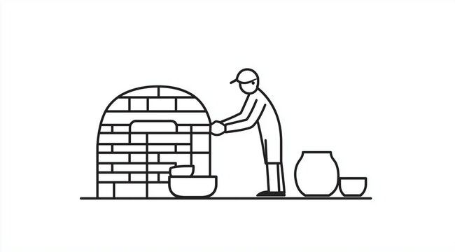 potter working, black and white line art clip art preview