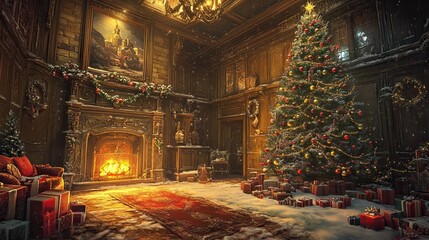 New Year's interior with Christmas tree palace